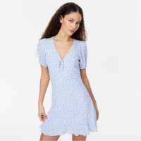 Cut Out Mini Dress Blue Print Дамски поли и рокли