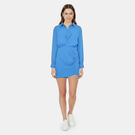 Рокля-Риза Jack Wills Draped Shirt Dress Ултра Марин 