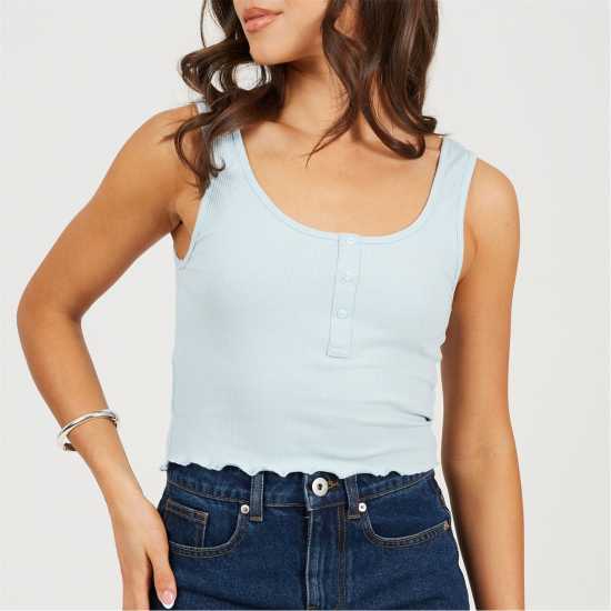 Дамски тениски и фланелки Brave Soul Vest With Poppers Powder Blue Brave Soul Vest With Poppers Powder Blue Дамски тениски и фланелки