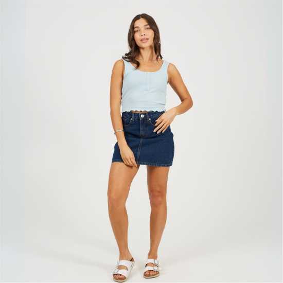 Дамски тениски и фланелки Brave Soul Vest With Poppers Powder Blue Brave Soul Vest With Poppers Powder Blue Дамски тениски и фланелки