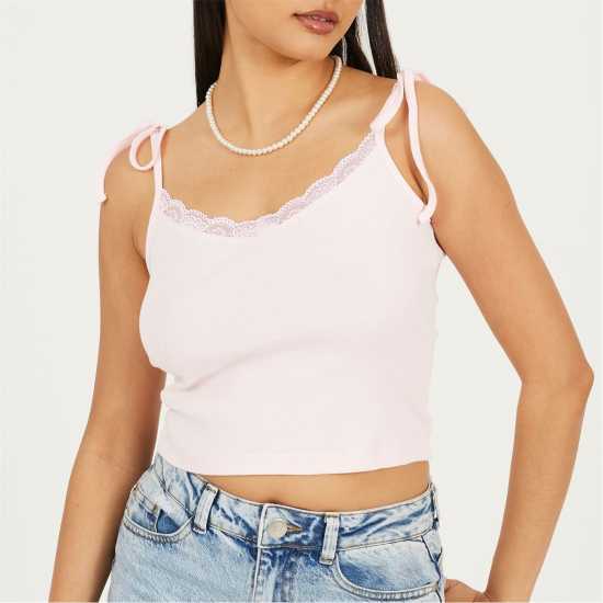 Дамски тениски и фланелки Brave Soul Detail Vest Pink Brave Soul Detail Vest Pink Дамски тениски и фланелки