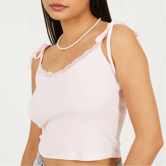 Дамски тениски и фланелки Brave Soul Detail Vest Pink Brave Soul Detail Vest Pink Дамски тениски и фланелки