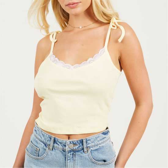 Дамски тениски и фланелки Brave Soul Detail Vest Lemon Brave Soul Detail Vest Lemon Дамски тениски и фланелки