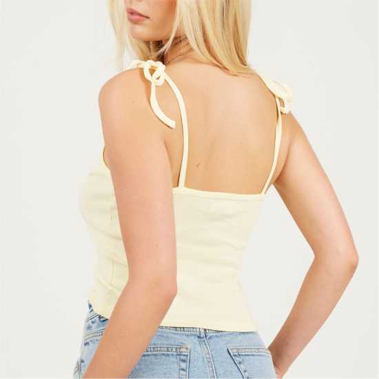 Дамски тениски и фланелки Brave Soul Detail Vest Lemon Brave Soul Detail Vest Lemon Дамски тениски и фланелки