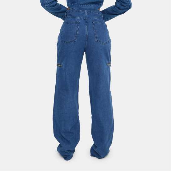 Zip Detail Wide Leg Jeans  