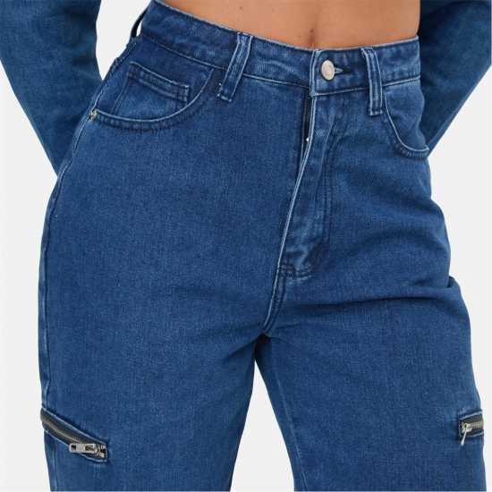 Zip Detail Wide Leg Jeans  