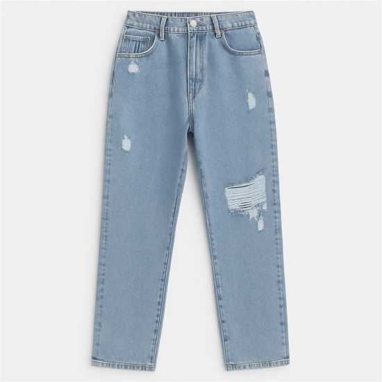 Distressed Straight Jeans  