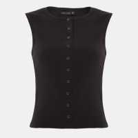 I Saw It First Rib Button Top Black 