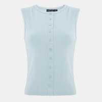 I Saw It First Rib Button Top Light Blue 
