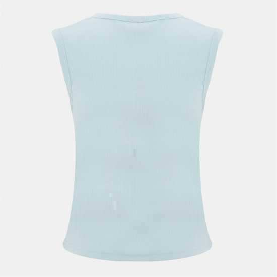 I Saw It First Rib Button Top Light Blue 