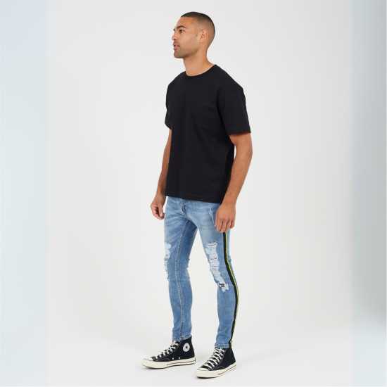 Brave Soul Denim Jean With Side Tape Detail  