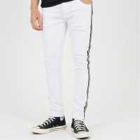 Brave Soul Fit Jeans With Contrast Side Seam Tape Detail White Мъжки дънки