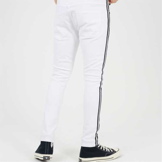 Brave Soul Fit Jeans With Contrast Side Seam Tape Detail White Мъжки дънки