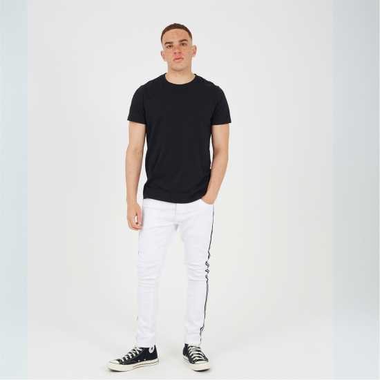 Brave Soul Fit Jeans With Contrast Side Seam Tape Detail White Мъжки дънки