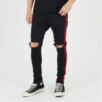 Brave Soul Fit Jeans With Contrast Side Seam Tape Detail Charcoal Мъжки дънки