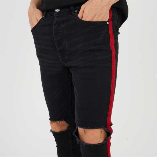 Brave Soul Fit Jeans With Contrast Side Seam Tape Detail Угъл Brave Soul Fit Jeans With Contrast Side Seam Tape Detail Угъл