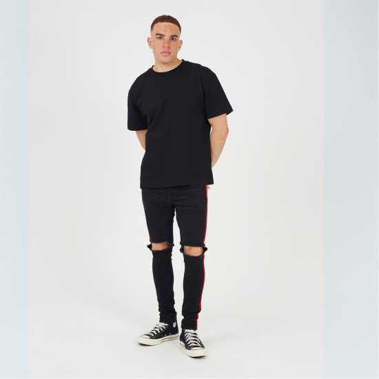 Brave Soul Fit Jeans With Contrast Side Seam Tape Detail Угъл Brave Soul Fit Jeans With Contrast Side Seam Tape Detail Угъл