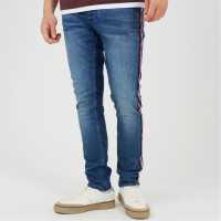 Brave Soul Fit Jeans With Contrast Side Seam Tape Detail Light Blue Wash Мъжки дънки