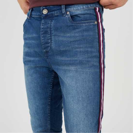 Brave Soul Fit Jeans With Contrast Side Seam Tape Detail Светло синя пера Brave Soul Fit Jeans With Contrast Side Seam Tape Detail Светло синя пера