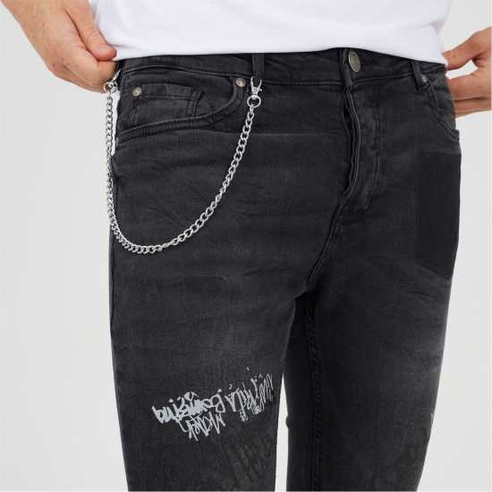 Мъжки дънки Brave Soul Fit Denim Jean With Button Fly Dark Charcoal Brave Soul Fit Denim Jean With Button Fly Dark Charcoal Мъжки дънки