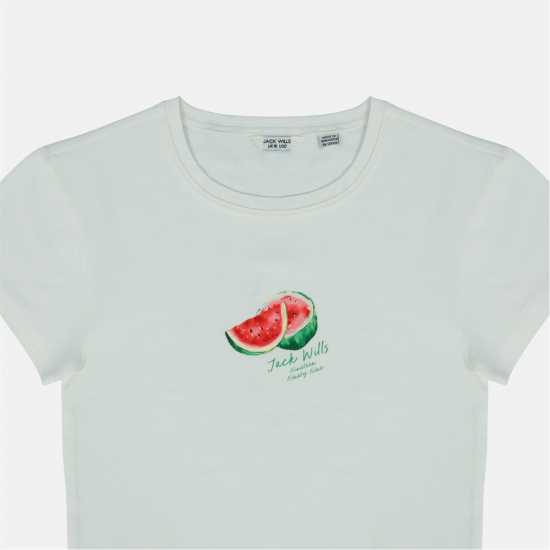Jack Wills Women's Graphic Cotton Short Sleeve Crew Neck Print Crop Top Watermelon Jack Wills Women's Graphic Cotton Short Sleeve Crew Neck Print Crop Top Watermelon