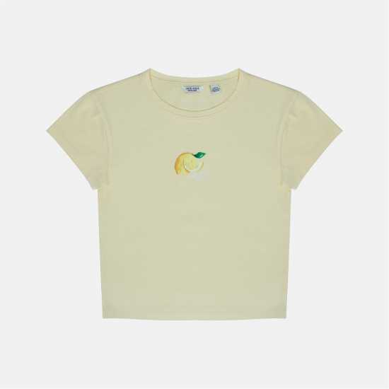 Jack Wills Women's Graphic Cotton Short Sleeve Crew Neck Print Crop Top Lemon Jack Wills Women's Graphic Cotton Short Sleeve Crew Neck Print Crop Top Lemon