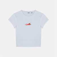 Jack Wills Women's Graphic Cotton Short Sleeve Crew Neck Print Crop Top Chili Pepper 