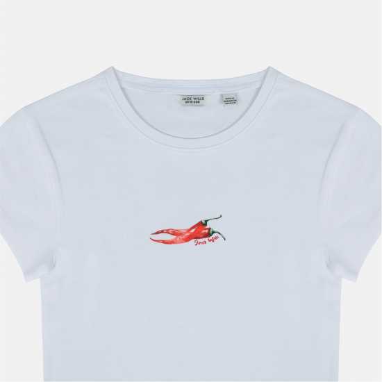 Jack Wills Women's Graphic Cotton Short Sleeve Crew Neck Print Crop Top Chili Pepper Jack Wills Women's Graphic Cotton Short Sleeve Crew Neck Print Crop Top Chili Pepper
