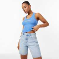 Jack Wills Scoop Neck Rib Tank Top Ултра Марин Дамски тениски и фланелки