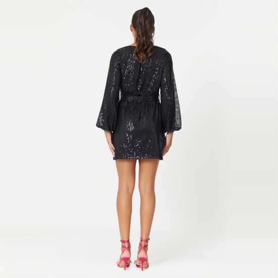 Women's Belted Sequin Mini Dress  