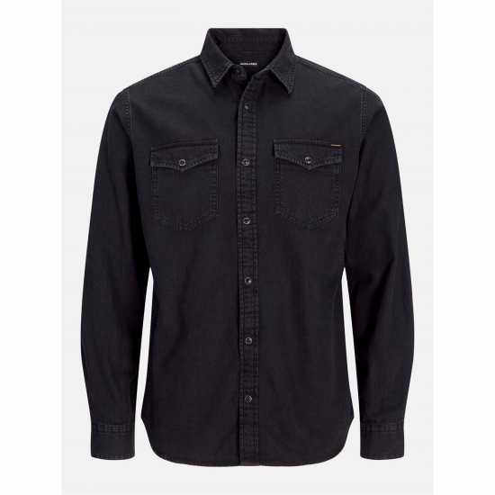 Мъжка Риза Jack And Jones Denim Shirt Mens Черно деним Мъжка Риза Jack And Jones Denim Shirt Mens Черно деним