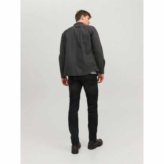 Мъжка Риза Jack And Jones Denim Shirt Mens Черно деним Мъжка Риза Jack And Jones Denim Shirt Mens Черно деним