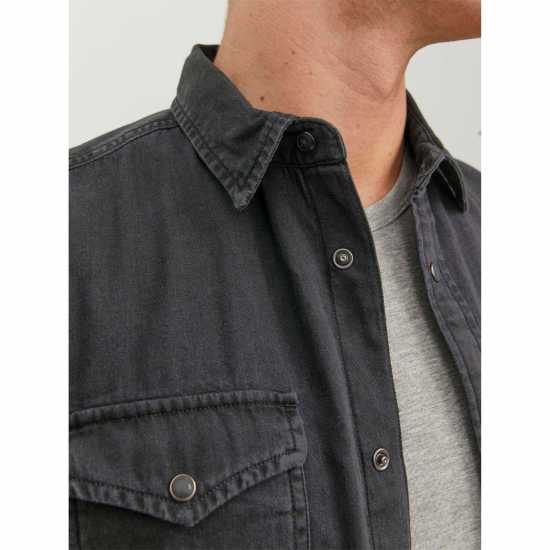 Мъжка Риза Jack And Jones Denim Shirt Mens Черно деним Мъжка Риза Jack And Jones Denim Shirt Mens Черно деним
