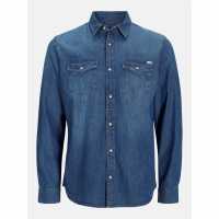 Мъжка Риза Jack And Jones Denim Shirt Mens Средно син деним Мъжка Риза Jack And Jones Denim Shirt Mens Средно син деним