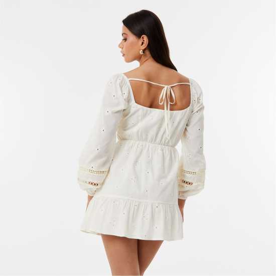 Jack Wills Long Sleeve Boho Dress Women's Винтажно бяло Дамски поли и рокли
