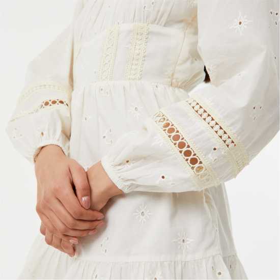 Jack Wills Long Sleeve Boho Dress Women's Винтажно бяло Дамски поли и рокли