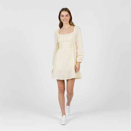 Jack Wills Long Sleeve Boho Dress Women's Винтажно бяло Дамски поли и рокли
