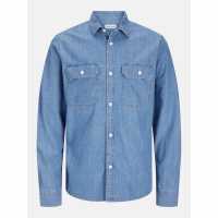 Мъжка Риза Jack And Jones Denim Shirt Mens Lt Blue Denim 