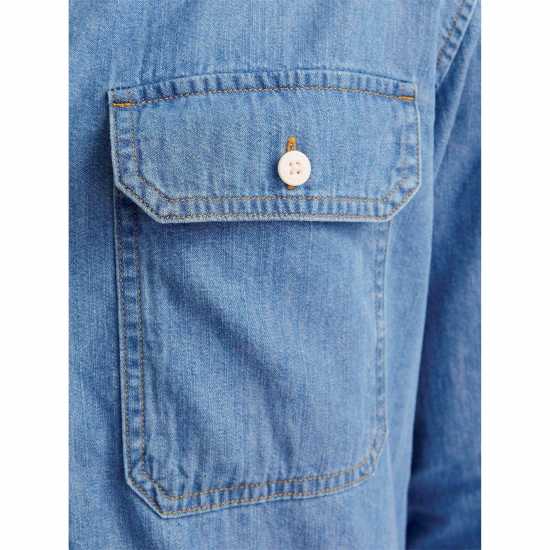 Мъжка Риза Jack And Jones Travis Shirt Mens Lt Blue Denim Мъжка Риза Jack And Jones Travis Shirt Mens Lt Blue Denim