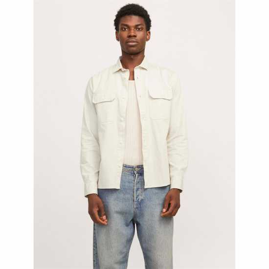 Мъжка Риза Jack And Jones Travis Shirt Mens Moonbeam Мъжка Риза Jack And Jones Travis Shirt Mens Moonbeam
