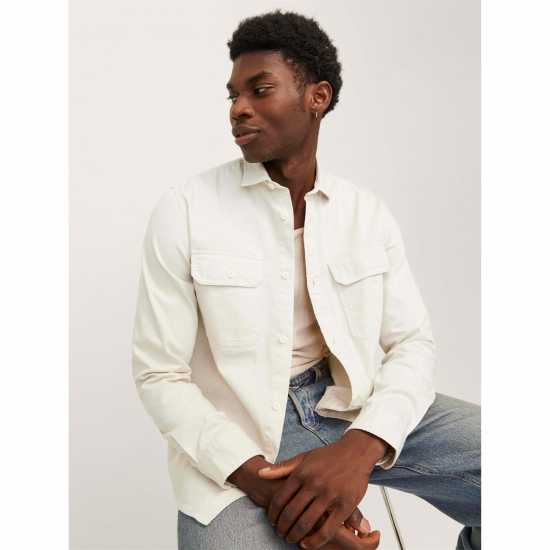 Мъжка Риза Jack And Jones Travis Shirt Mens Moonbeam Мъжка Риза Jack And Jones Travis Shirt Mens Moonbeam