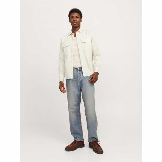 Мъжка Риза Jack And Jones Travis Shirt Mens Moonbeam Мъжка Риза Jack And Jones Travis Shirt Mens Moonbeam