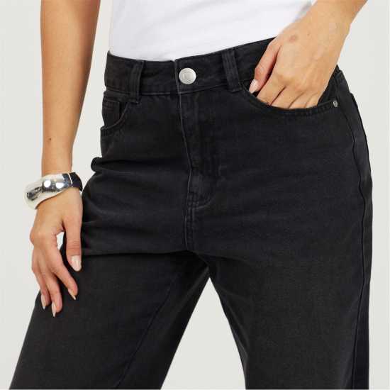 Brave Soul Womens Straight Leg Denim Jeans Black Wash 