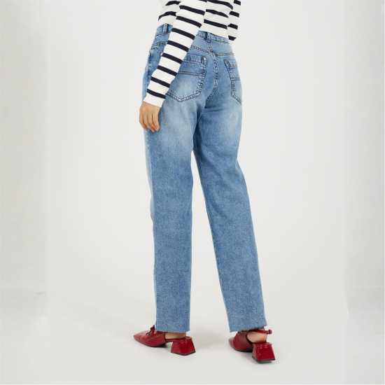 Brave Soul Womens Straight Leg Denim Jeans Mid Blue Wash 