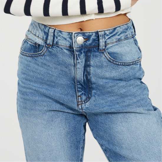 Brave Soul Womens Straight Leg Denim Jeans Mid Blue Wash 