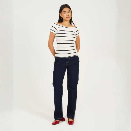 Brave Soul Womens Straight Leg Indigo Denim Jeans  