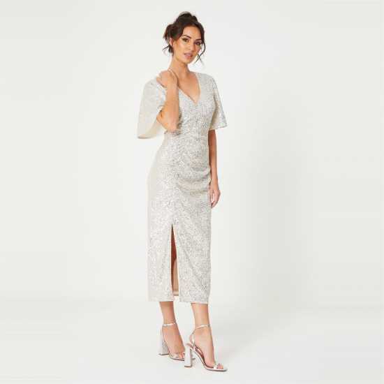 Дамски поли и рокли Средна Рокля Be You Sequin V Neck Midi Dress Средна Рокля Be You Sequin V Neck Midi Dress Дамски поли и рокли