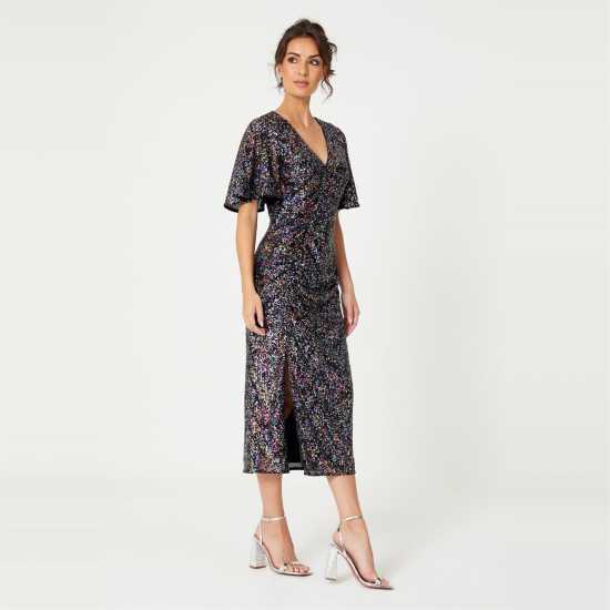 Средна Рокля Be You Sequin V Neck Midi Dress  Дамски поли и рокли