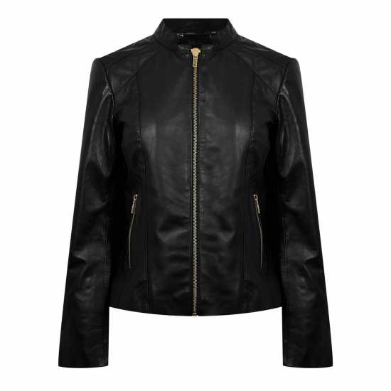 Дамски якета и палта Biba Кожено Яке Neru Collar Leather Jacket Черно Biba Кожено Яке Neru Collar Leather Jacket Черно Дамски якета и палта