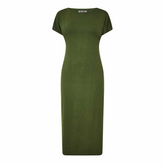 Biba Рокля Жарсе Tie Front Jersey Dress Хаки Дамски поли и рокли